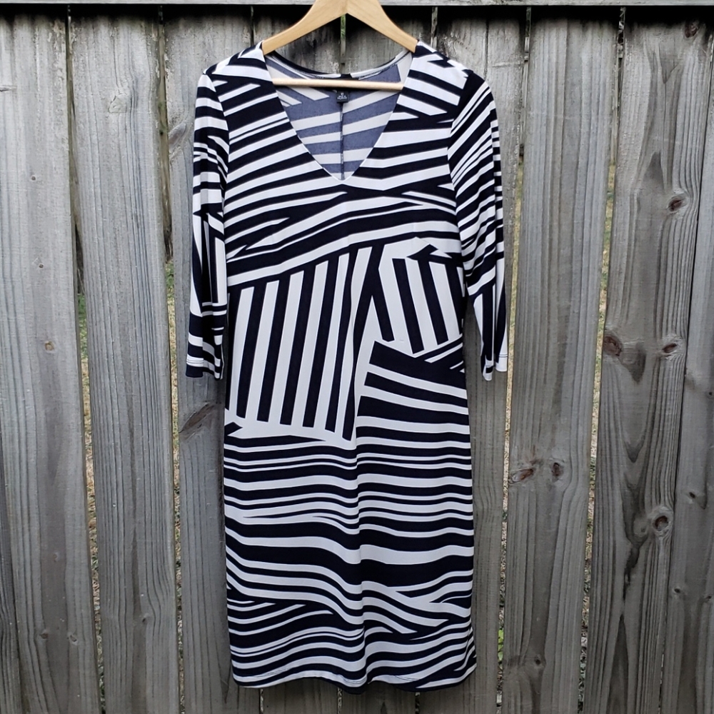 AGB Blue and White Striped Dress